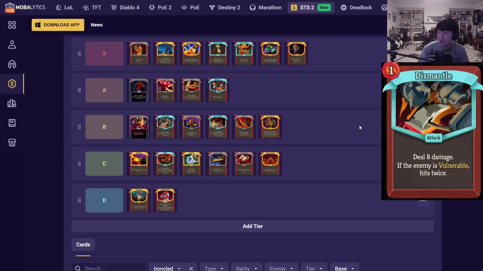 Ironclad Card Review and Challenge Runs Show 1852 gameplay source still